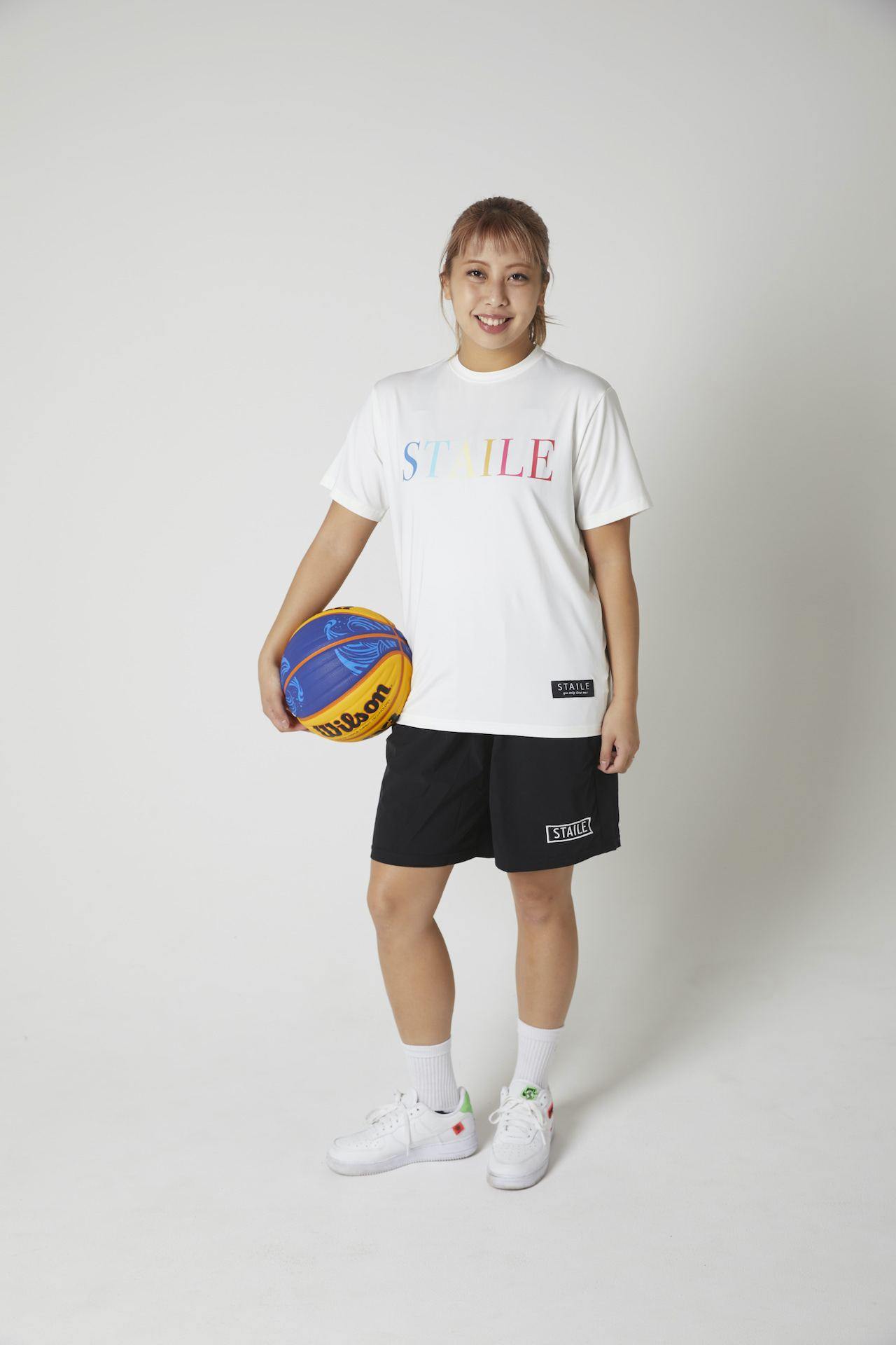 colorful logo T shirts "white"<BR>ドライTシャツ"ホワイト” - STAILE