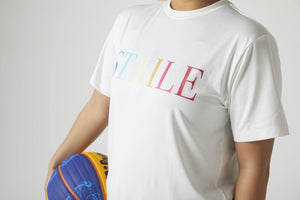 colorful logo T shirts "white"<BR>ドライTシャツ"ホワイト” - STAILE