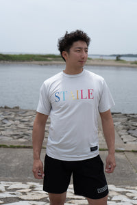 colorful logo T shirts "white"<BR>ドライTシャツ"ホワイト”