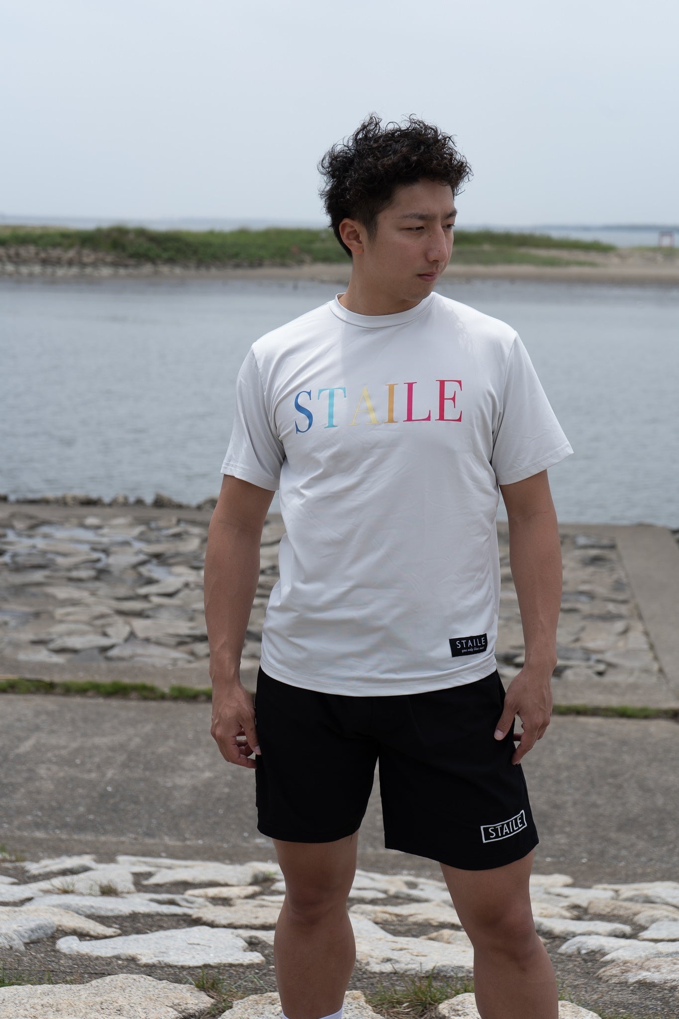 colorful logo T shirts "white"<BR>ドライTシャツ"ホワイト”