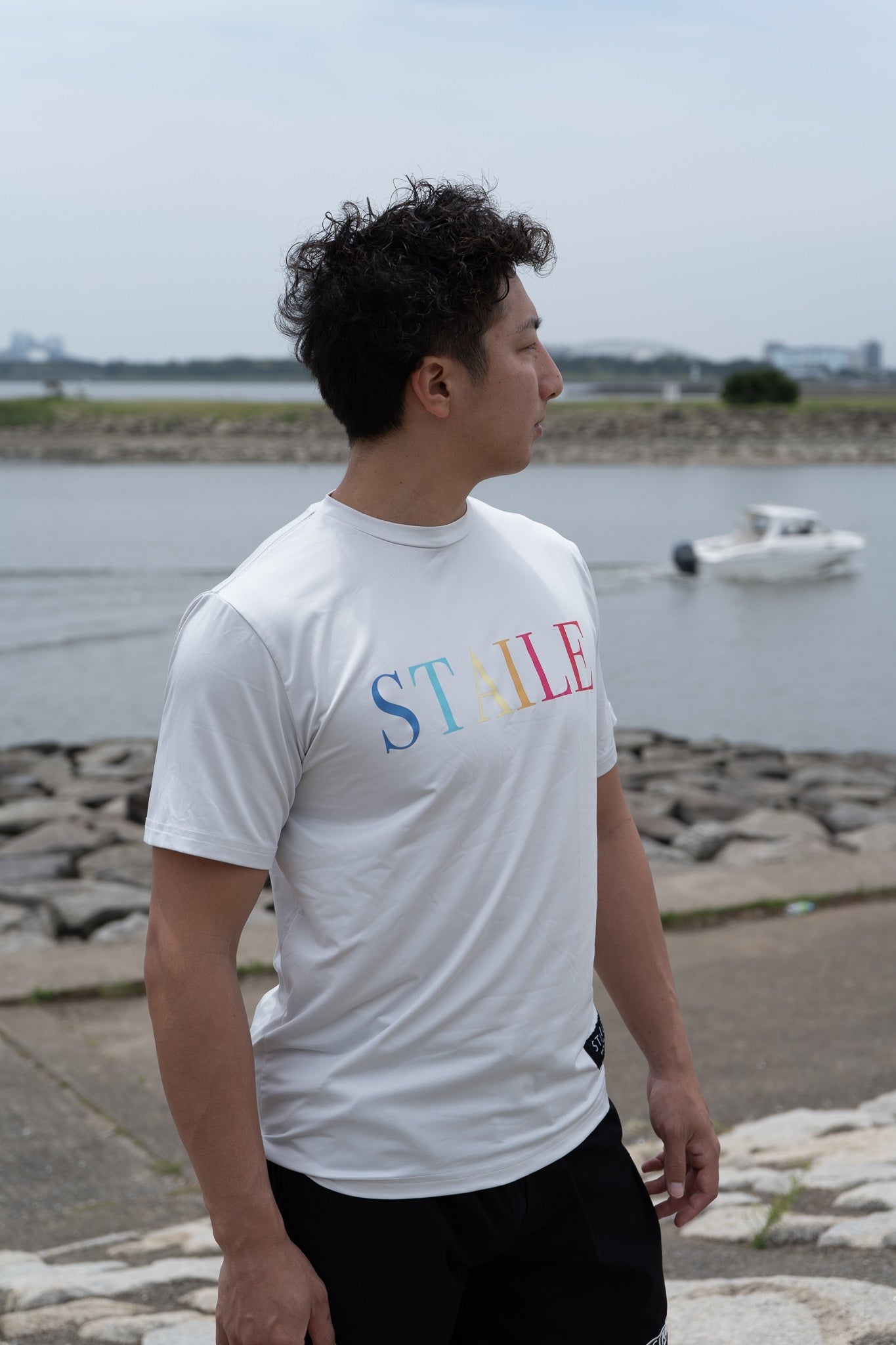 colorful logo T shirts "white"<BR>ドライTシャツ"ホワイト”